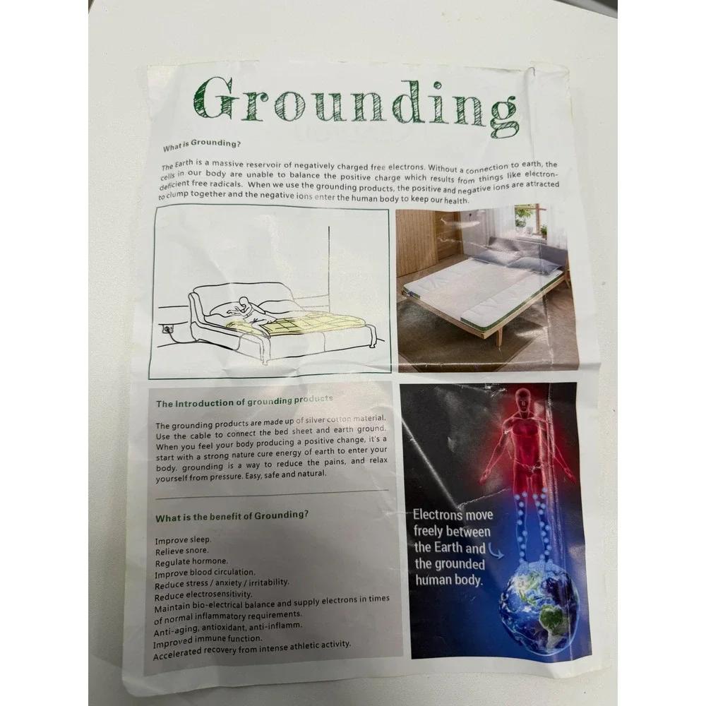 REALYOU Grounding Bed Sheet Earthing Mat with Cord Gray 90x230cm Silver Cotton